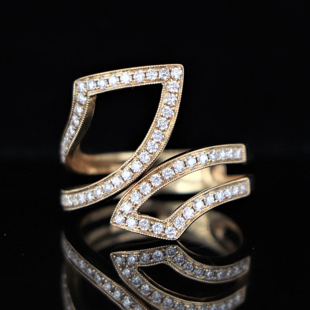 19882 Dana Rebecca Designs 14k Yellow Gold Diamond Geometric Ring Band 6.5